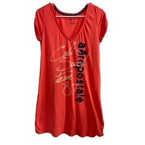 Aeropostale Cali Surf Team 87 Graphic Tee Top Womens Size L Orange Cotton Casual